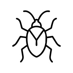 Poster - Simple line drawing of a beetle with six legs and long antennae on a white background surface