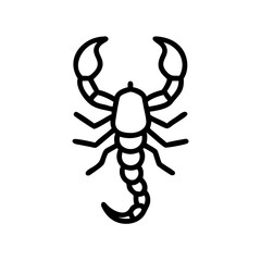Poster - Simple graphic depiction of a black outline of a scorpion with its tail and claws shown clearly on white 100