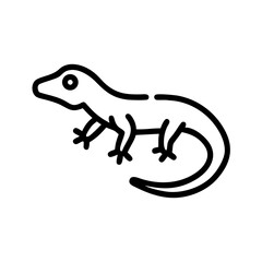 Poster - Simple outline drawing of a lizard with a curled tail and four legs on a white background image