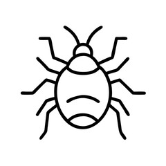 Poster - Simple graphic of a beetle with six legs and antennae in black outline on a white background