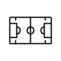 Poster - Simple graphic of a sports field showing the goals and center circle in a clean outline style