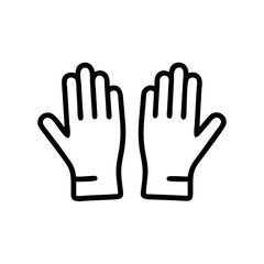 Poster - A simple graphic showing two gloves side by side with a black outline on a white background style outline