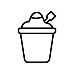 Poster - Outline drawing of a bucket filled with something and a small shovel sticking out of the top side
