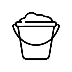 Poster - A simple graphic showing a bucket filled with an undefined substance, depicted in a clean outline style