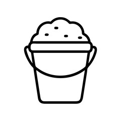 Poster - Outline drawing of a pail filled with sand and small pebbles in a simple and clean style design
