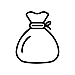 Poster - Simple graphic depiction of a tied sack with a bow and gathered top in a minimalist style design