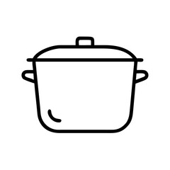 Aufkleber - Simple graphic of a cooking pot with a lid and handles, drawn with a bold black outline style design