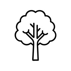 Poster - Simple graphic depiction of a deciduous tree with rounded crown and visible branches and trunk outline
