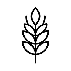 Poster - Simple line drawing of a wheat stalk with several leaves arranged symmetrically on the stem design is minimal