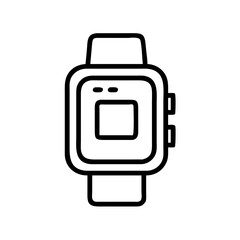 Poster - Outline drawing of a smartwatch with a square screen and two buttons on the right side of the device