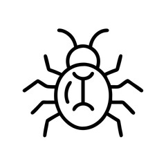 Poster - Simple line drawing of a stylized beetle with a sad face and six legs on a white background