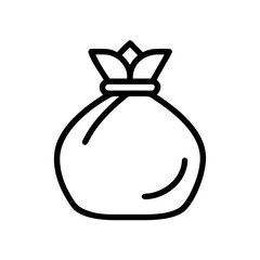 Poster - Simple graphic showing a tied sack with a decorative top in a minimalist style outline drawing