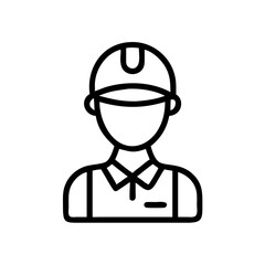 Poster - Outline graphic of a person wearing a hard hat and work vest in a simple line drawing style
