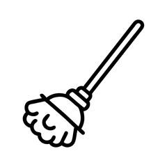 Aufkleber - A single broom with a long handle and bristles, depicted in a simple outline style on a white background
