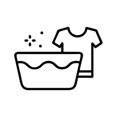 Fototapete - Outline drawing depicting a washbasin filled with water and a folded shirt beside it for cleaning task