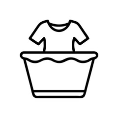 Poster - Tee shirt placed inside a container with wavy top edge design in a simple line art depiction