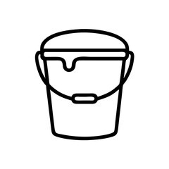 Poster - Outline drawing of a bucket with dripping substance, isolated on a white background, simple design