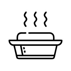 Fototapete - Outline drawing of a hot food dish with steam rising from it in a simple black and white style