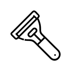 Poster - Outline drawing of a squeegee with a handle and a blade for cleaning surfaces and removing water
