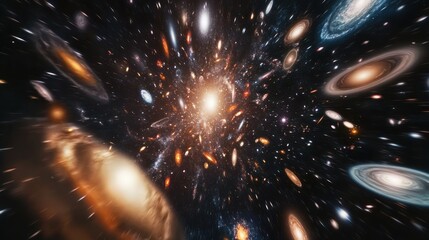 cosmic vortex revealing vibrant galaxies in a mesmerizing intergalactic scene