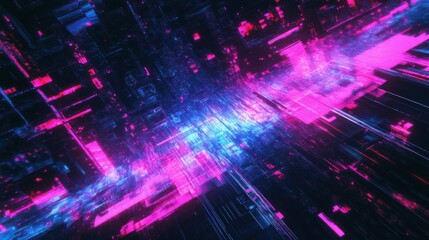 Fototapete - Abstract Digital Visualization of Futuristic Data Stream Insight