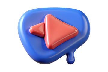 Fototapete - 3D Render of Play Button Icon on Blue Speech Bubble