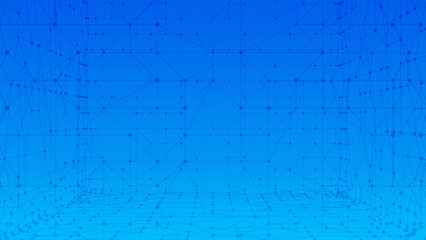 Leinwandbilder - Technology abstract background. Dots connected by lines. Minimalist mesh backdrop. Abstract polygonal shape. Plexus circles.