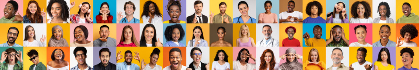 Poster - This collage features a vibrant assortment of diverse individuals, highlighting their unique expressions and lifestyles. Each face symbolizes the beauty of diversity and togetherness.
