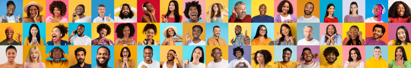 Poster - This collection features diverse individuals smiling and expressing happiness.