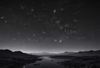 Wall Mural - inky black sky, countless glittering stars, immense scale, dark sky, shadow