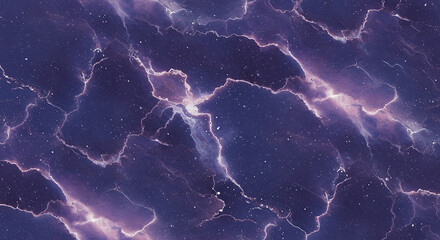 Aufkleber - Lightning strikes across purple nebula clouds and starry sky