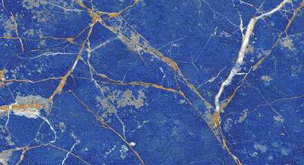 Poster - Blue marble with gold and white veins creating a luxury texture