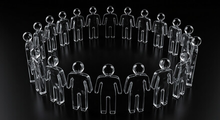 Poster - Glass figurines forming a circle holding hands