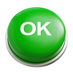 Aufkleber - Green round 3d OK button illustration isolated on transparent background, png