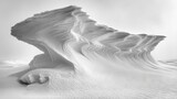 Sculpted snow formations in a pristine arctic landscape.