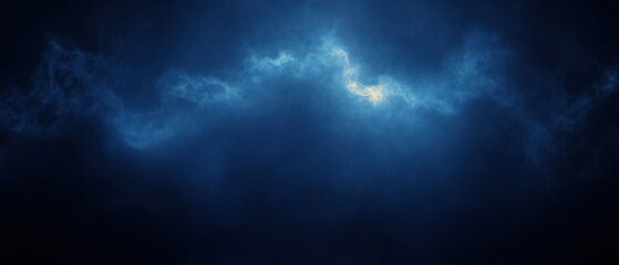abstract dark blue cosmic or nebula-like cloud with light blue and white glowing highlights creating