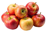 A pile of delicious red and yellow apples on a white background