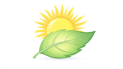 Aufkleber - Green leaf and sun shining promoting environmental conservation