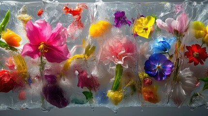 Poster - Botanical elegance captured under glass, vibrant blossoms frozen in perfect bloom