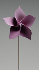 Poster - Purple pinwheel rotating on stick against gray background