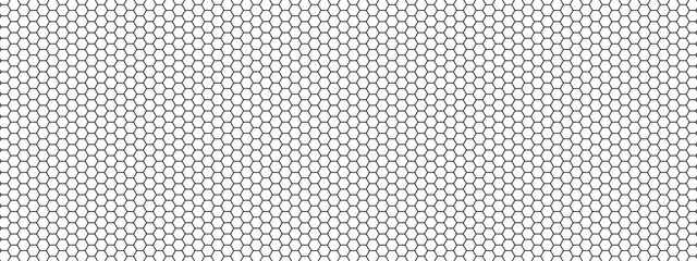 Repeated hexagon shapes pattern. Honeycomb background. Minimalistic print with hexahedrons. Mosaic geometric texture. Tile floor, fence or fishnet surface. Vector graphic illustration.