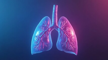Poster - A clean diagram of the human respiratory system, showing the lungs, trachea, and bronchi, designed with soft blue and red tones to illustrate airflow.