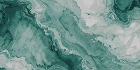 Aufkleber - ocean wave swirling abstract design in green and white, resembling marble. the fluid pattern creates a calming and artistic effect,  backgrounds or textures.