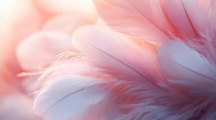 Fototapete - soft close-up of delicate pink and white feathers with gentle light and smooth textures evoking calm and serenity