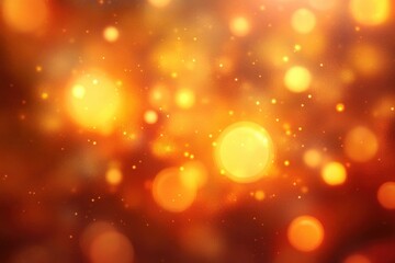Poster - Warm glowing abstract background with bokeh light effects in shades of orange and yellow creating a soft, cozy atmosphere