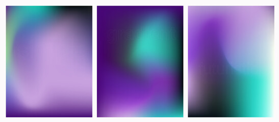 Poster - Vector illustration with smooth purple, blue, and green gradients creates a dreamy, soft-focus look. Made in the popular gradient mesh style, blending fluid minimalism and modern digital art trends.