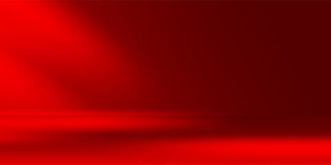 Poster - Wall interior background, studio  and backdrops show products.with shadow from window color Red background for text insertion and presentation product