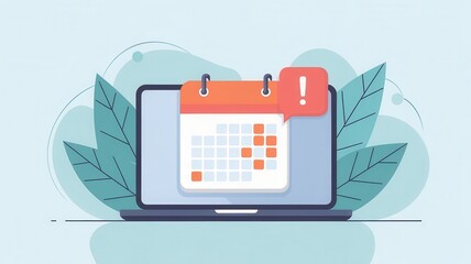 Appointment Reminder App on Laptop Display with Calendar Notification Icon