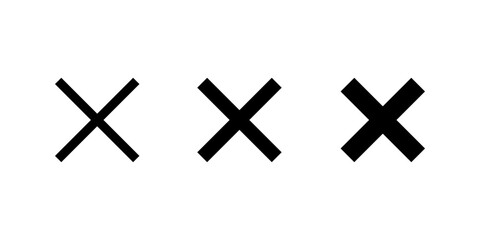 Poster - Cross x mark icon set in generic style. Wrong, error, close sign symbol