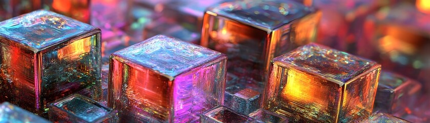 Poster - Multicolored cube shapes in close-up view.